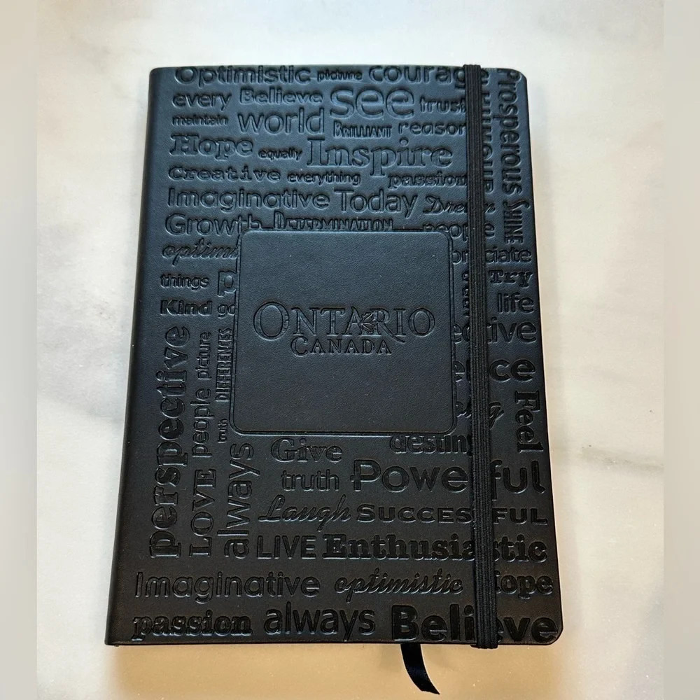 Black Embossed Ontario Canada Journal Notebook with Lined Paper